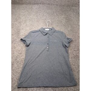 Lacoste Womens Slim Polo Shirt Grey Cotton Pique Short Sleeve Size 40 FA12753